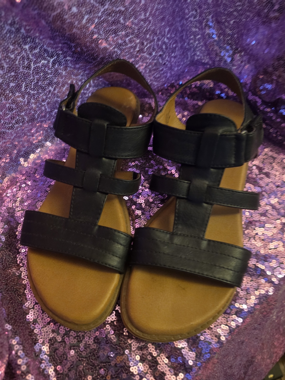 AXXIOM black leather sandals sz8